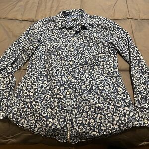 Talbots Blue and White Patterned Shirt
